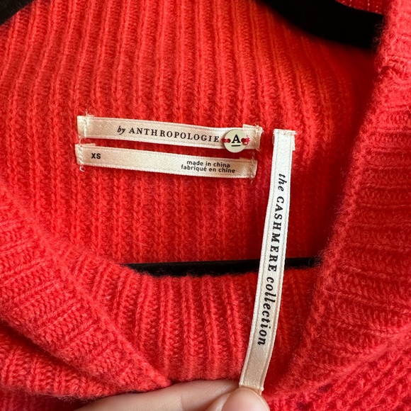 Anthropologie Enza cashmere Poncho Sweater coral red - Picture 4 of 6